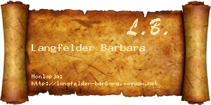 Langfelder Barbara névjegykártya